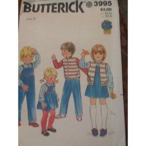 Vintage Butterick Sewing Pattern 3995 Childrens  Jacket Shirt Overalls Uncut FF